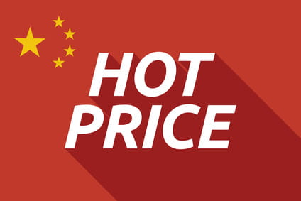 Illustration of a long shadow China flag with the text HOT PRICE